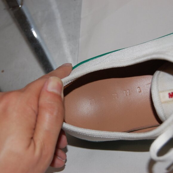43/US9.5 🔥 Marni Green White Canvas lace Sneakers Made In SPAIN - Picture 8 of 13